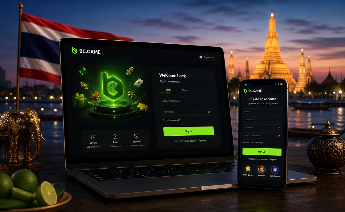 BC Game Thailand login and registration on desktop and mobile